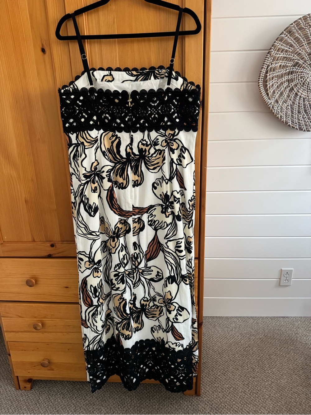 Lilly Pulitzer Black, White & Brown Floral Crochet-Trim Maxi Dress